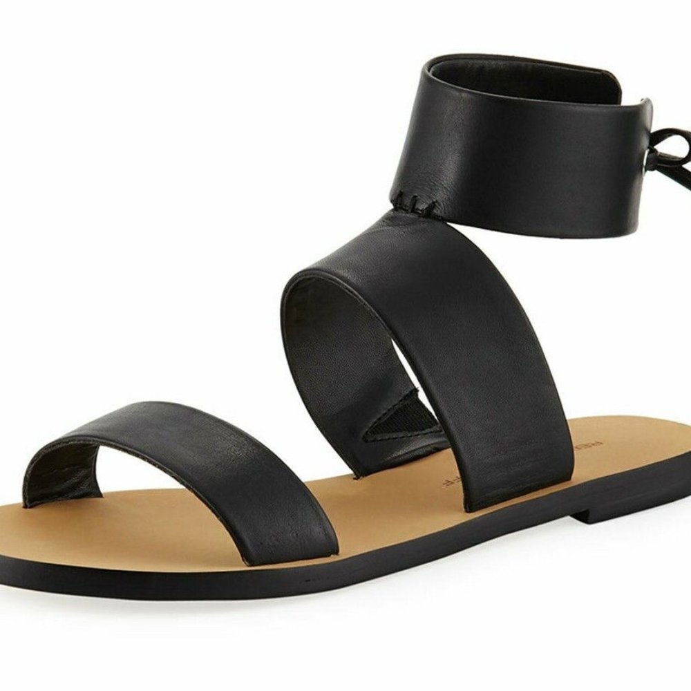 Rebecca Minkoff Emma Ankle Wrap Flat Sandal Black 6